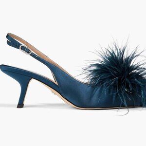 Sam Edelman Bianka Feather Satin Slingback Navy size 7 1/2